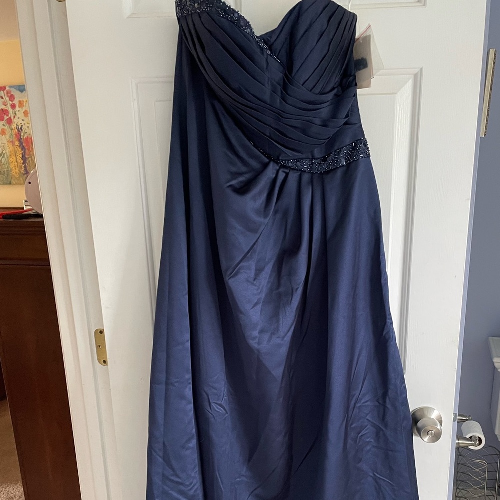Davids bridal long satin bridesmaids dress